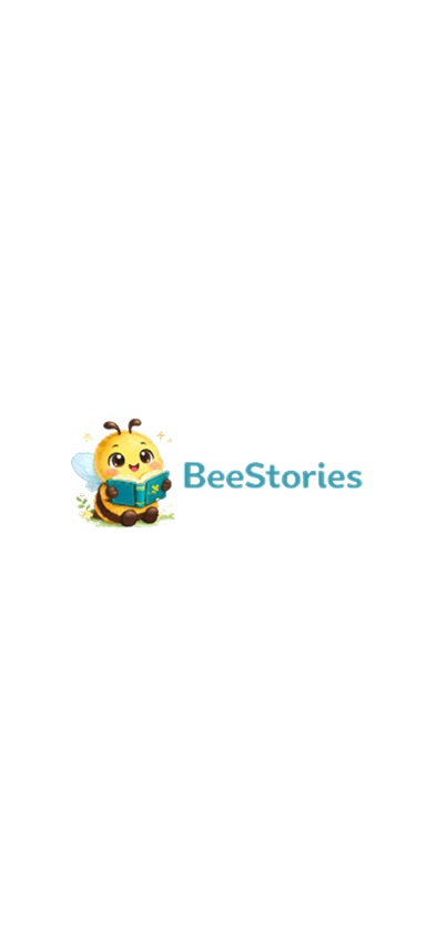 Bee Stories app splash screen with the BeeStories logo and bee mascot